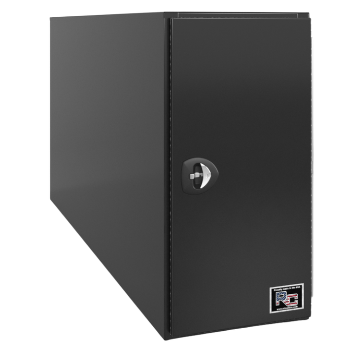 RC Industries J-Series Tunnel Box Storage Pack 96x48x24 .125 Diamond Bright Aluminum With Shelf & Ingrated Mounting Angles Gloss Black Model JU964824.UGHN