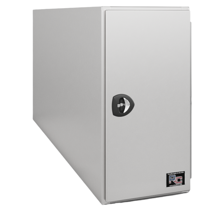 RC Industries J-Series Tunnel Box Storage Pack 96x24x24 14 GA Steel With 13 GA Steel Door & Welded-In Shelf & Angles Gloss White Model JM962424.SDHN