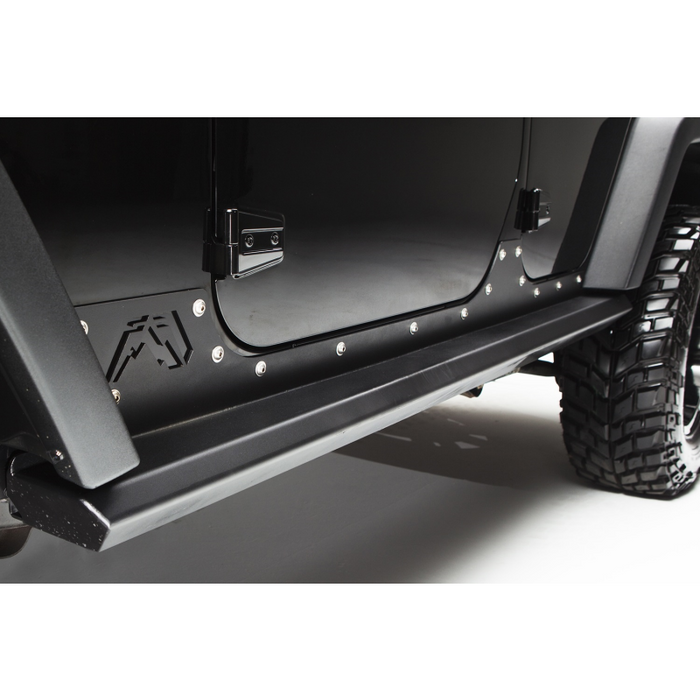 Fab Fours Rock Slider; 2 Stage Black Powder Coated; Matches Constant Radius; Doubles As A Step; Model JK07-G1250-1