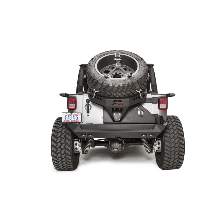 Fab Fours Spare Tire Carrier; 2 Stage Black Powder Coated; Slant Back Tire Carrier; Model JK2070-1