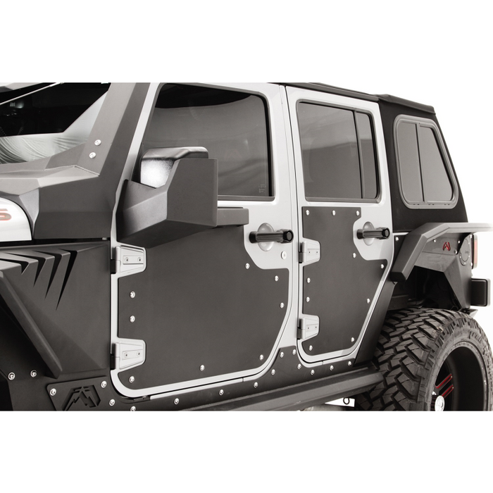 Fab Fours Door Skin; Front; Matte Black Powder Coat; Model JK3000-1