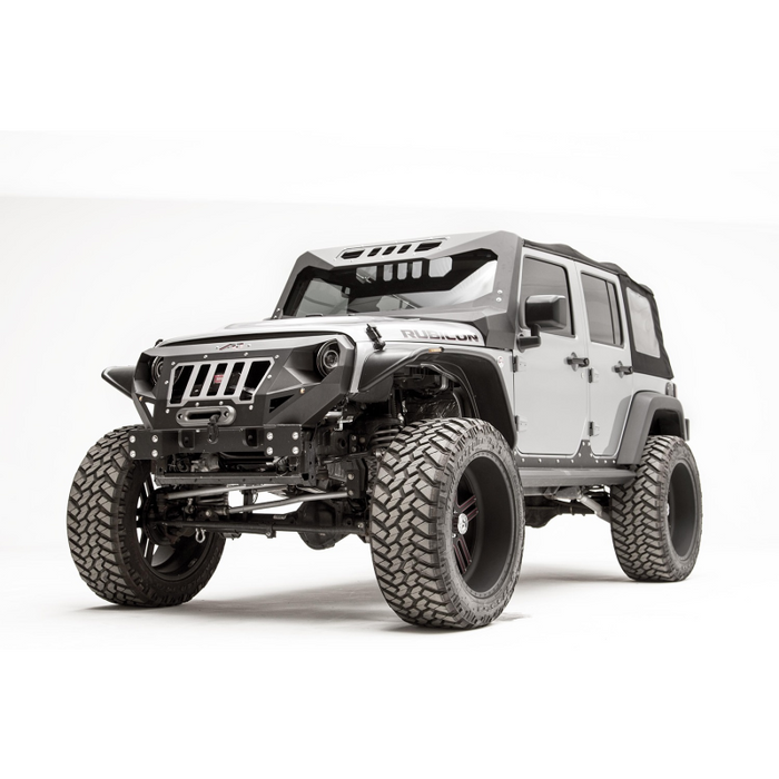 Fab Fours ViCowl; Combines Roof Visor And Cowl; 2 Stage Matte Black Powdercoat; Model JK3020-1