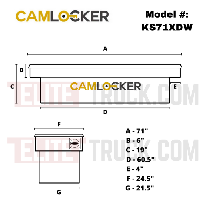 CamLocker King Size Crossover Tool Box 71 Inch Standard Profile Extra Deep & Wide Bright Aluminum Model KS71XDW
