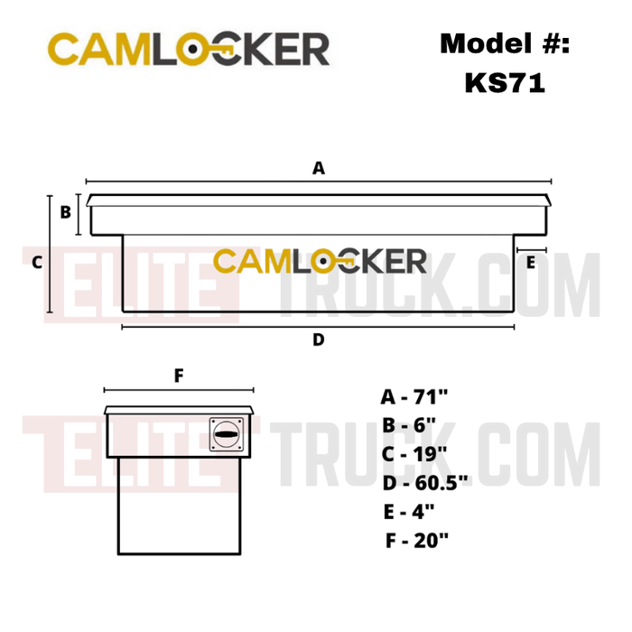 CamLocker King Size Crossover Tool Box 71 Inch Standard Profile Bright Aluminum Model KS71