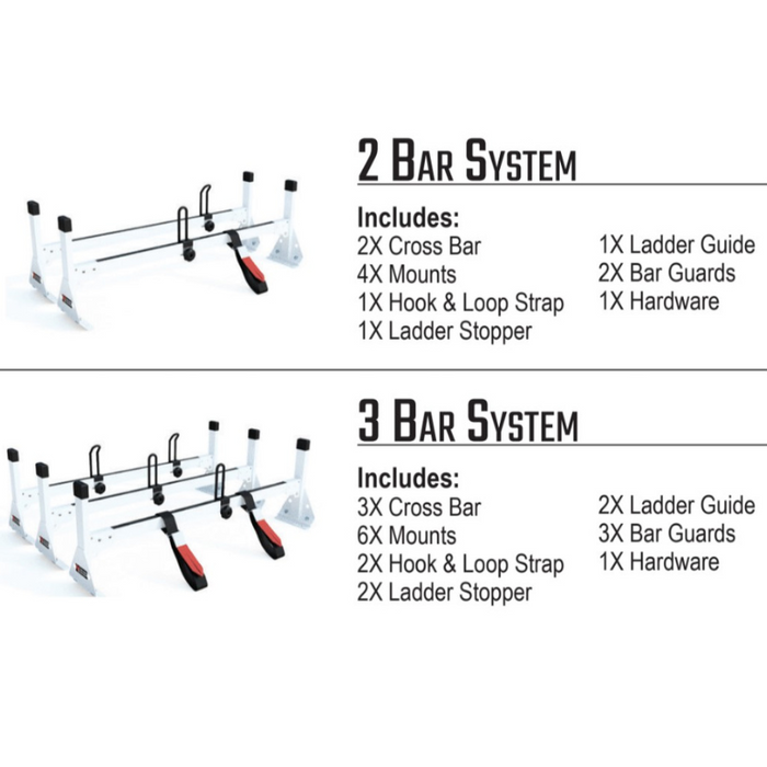 Vantech 2 Bar Steel 72" Knapheide Kuv Ladder Rack White Model H51002358W