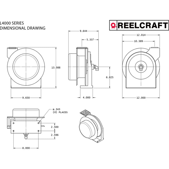 ReelCraft Series L 4000 12/3 45 ft. Premium Duty Single Receptacle Power Cord Reel Model L45451233
