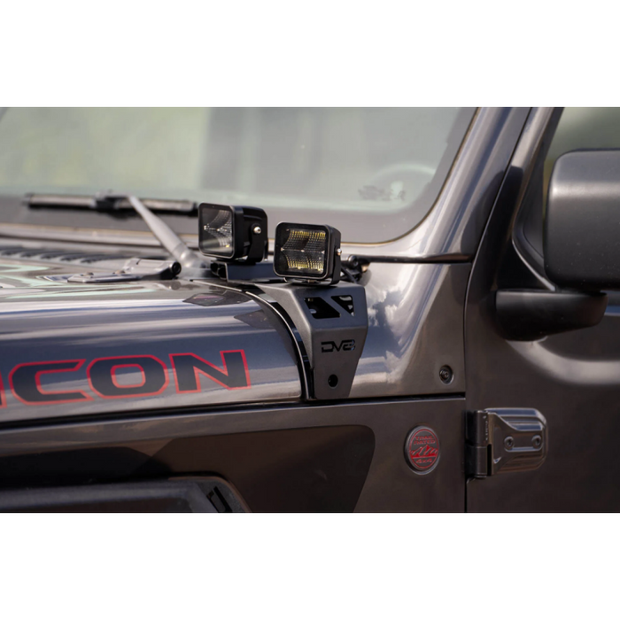 DV8 Offroad 2018-2026 Jeep Wrangler JL JLU Gladiator JT A-Pillar Dual Pod Light Mounts Model LBJL-04