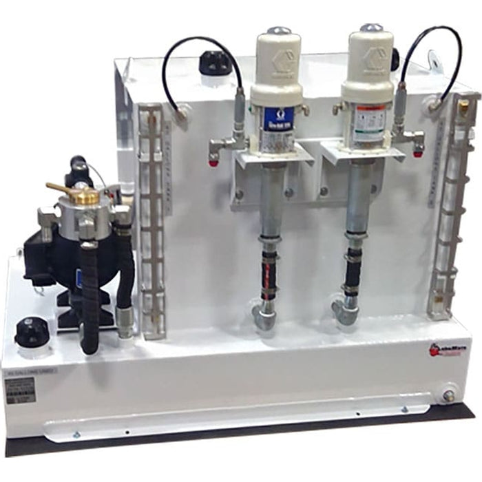 Stellar LM120 LubeMate Aluminum Permanent Mount Lube Skid Dual 40-Gal New Oil Tanks & Single 49-Gal Salvage Oil Tank - 47.5″W x 38″T x 33″D Model 108696