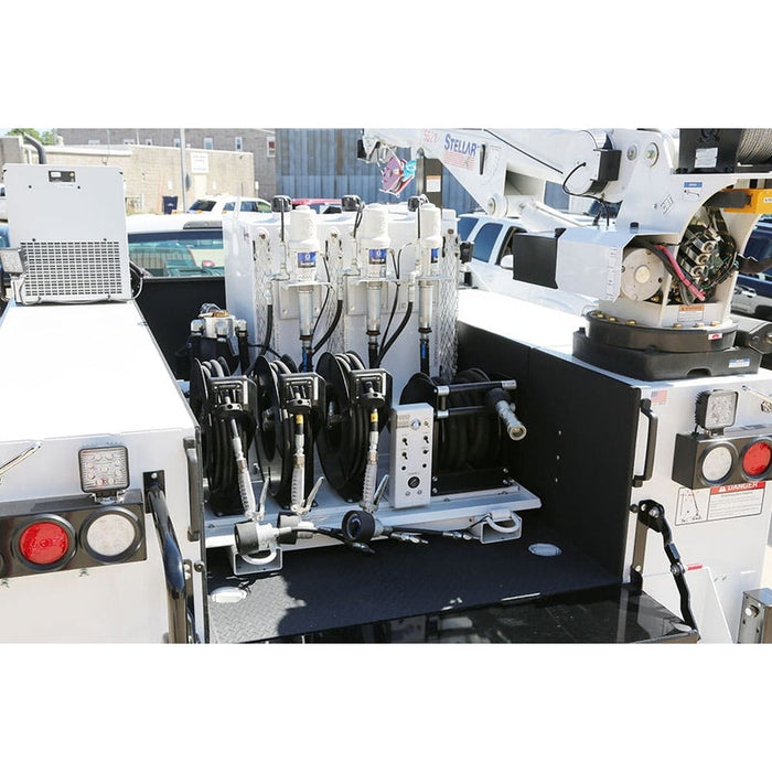 Stellar LM200 LubeMate Permanent Mount Lube Skid Triple 40-Gal New Oil Tanks, Single 80-Gal Salvage Oil Tank & 120LB Grease Kit - 47.5″W x 46″T x 39″D Model 96640