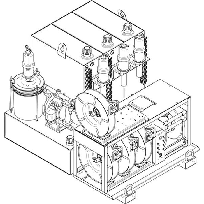Stellar LM200 LubeMate Mobile Mount Lube Skid Steel Triple 40-Gal New Oil Tanks, Single 80-Gal Salvage Oil Tank, 35LB Grease Kit & 13 HP Compressor - 47.5″W x 46″T x 39″D Model 110505