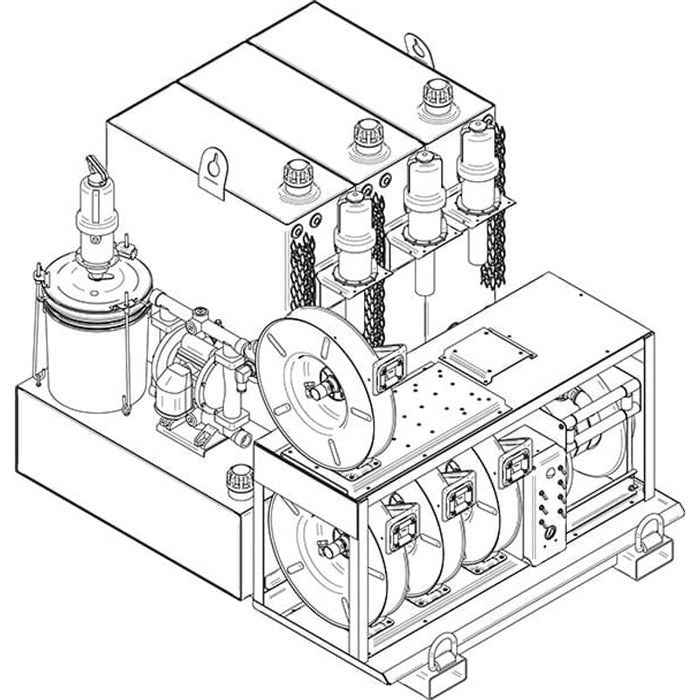 Stellar LM200 LubeMate Mobile Mount Lube Skid Triple 40-Gal New Oil Tanks, Single 80-Gal Salvage Oil Tank & 8 HP Compressor - 47.5″W x 46″T x 39″D Model 96657