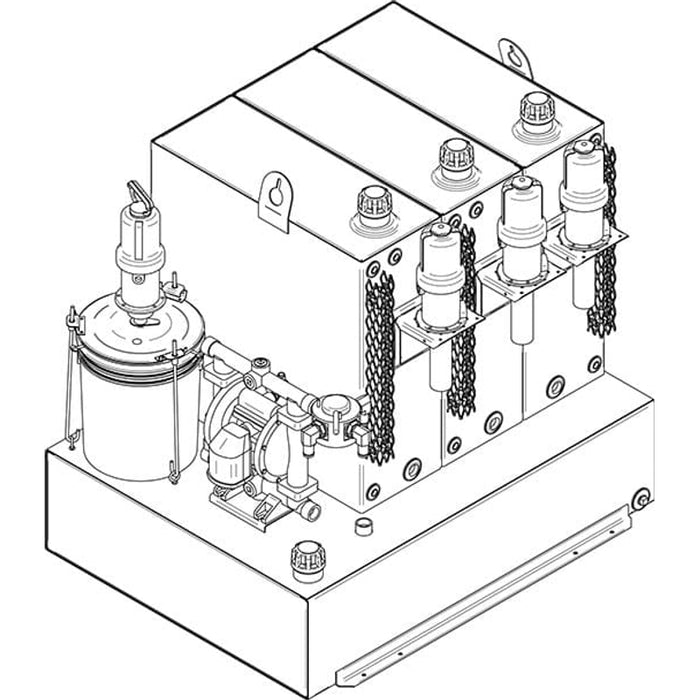 Stellar LM200 LubeMate Permanent Mount Lube Skid Steel Triple 40-Gal New Oil Tanks, Single 80-Gal Salvage Oil Tank & 120LB Grease Kit With Cabinet - 47.5″W x 46″T x 39″D Model 110484