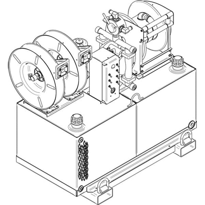 Stellar LM90 LubeMate Mobile Mount Lube Skid Single 45-Gal New Oil Tank, Single 45-Gal Salvage Oil Tank & 8 HP Compressor - 47.5″W x 43″T x 35″D Model 96645