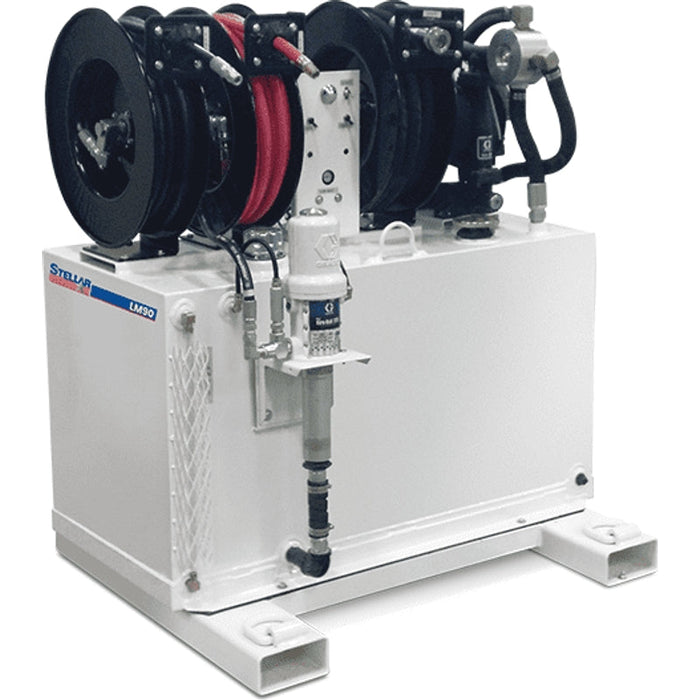 Stellar LM90 LubeMate Mobile Mount Lube Skid Single 45-Gal New Oil Tank, Single 45-Gal Salvage Oil Tank & 13 HP Compressor - 47.5″W x 43″T x 35″D Model 96646