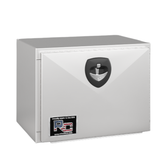 RC Industries Underbody Box M-Series 18x14x12 .100 Diamond Bright Aluminum With Drop Down Door Gloss White Model MQ181412.QD