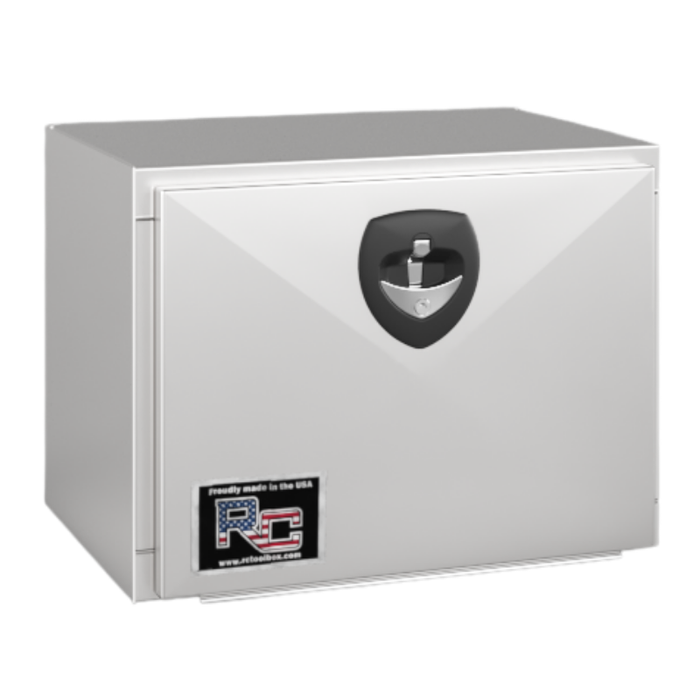 RC Industries Underbody Box M-Series 30x18x18 .125 Diamond Bright Aluminum With Drop Down Door Gloss White Model MU301818.UD