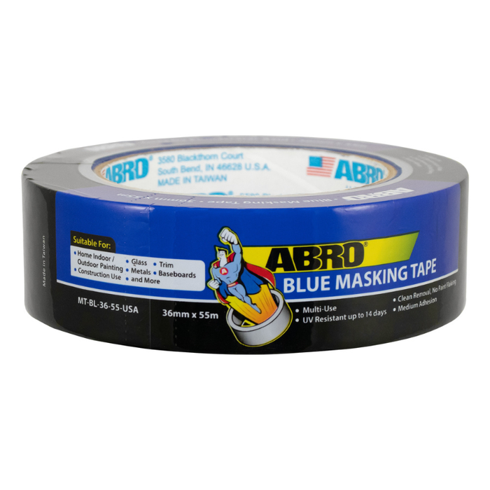 ABRO Masking Tape Blue General Purpose 1-13/32 In X 60 yds QTY of 24 Model MT-BL-36-55-USA