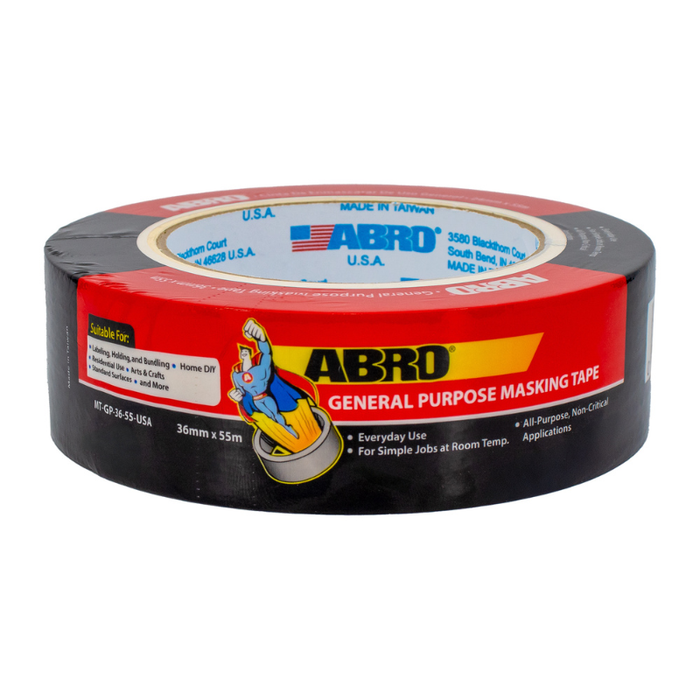ABRO Masking Tape General Purpose 1-13/32 In X 60 yds NATURAL QTY of 24 Model MT-GP-36-55-USA
