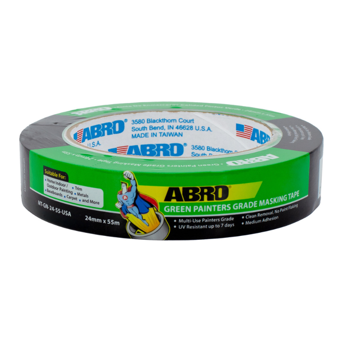 ABRO Masking Tape General Purpose Green 15/16 In X 60 yds QTY of 36 Model MT-GN-24-55-USA