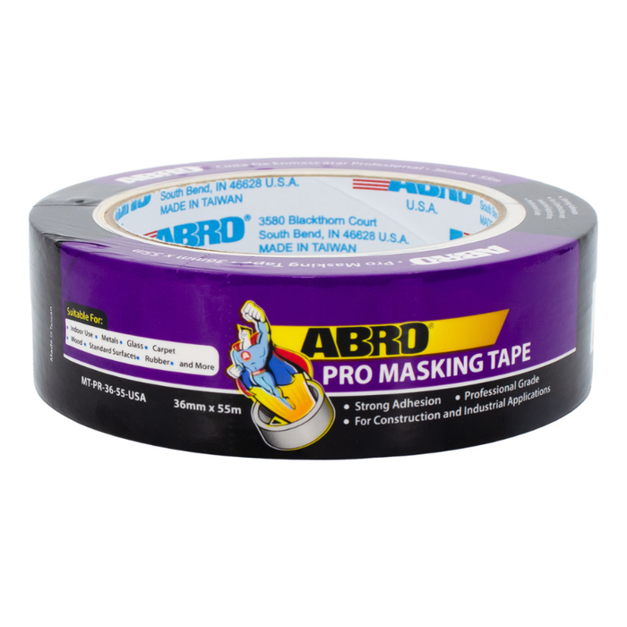 ABRO Masking Tape Pro 36MM X 55M NATURAL QTY of 24 Model MT-PR-36-55-USA
