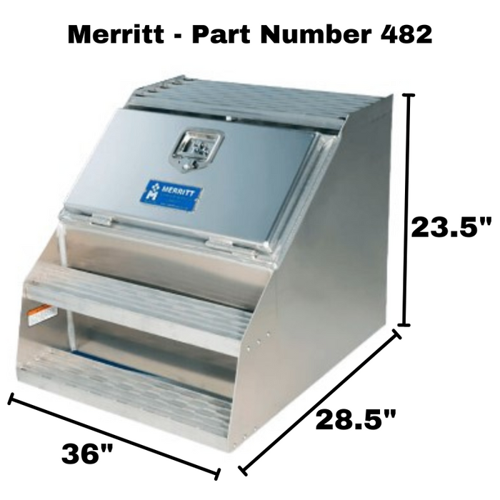 Merritt Saddle Box With Step 23.5”H x 28.5”D x 36”W Smooth Aluminum Door Model 482