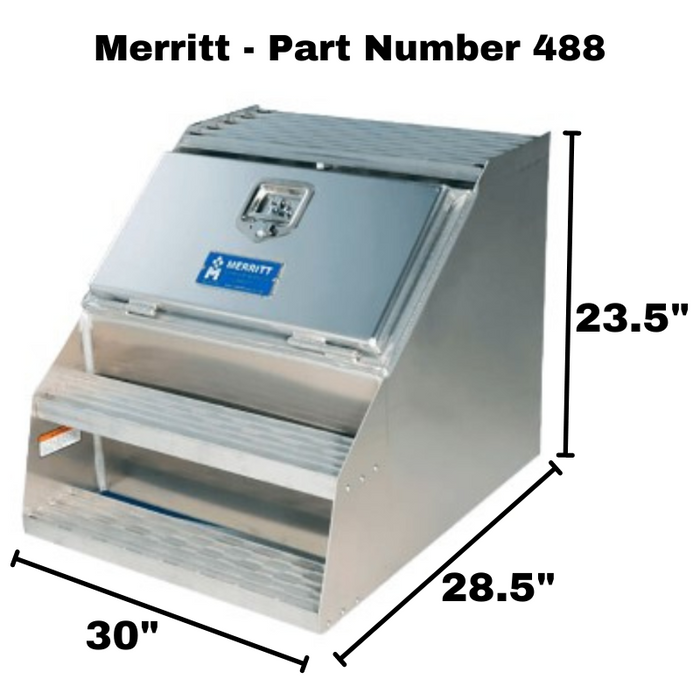 Merritt Saddle Box With Step 23.5”H x 28.5”D x 30”W Smooth Aluminum Door Model 488