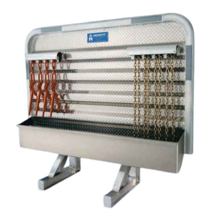Merritt 73"X78" Dyna-Light Cab Rack Radius Corners Diamond Plate Panel Two Chain Racks Full Tray Model 321328