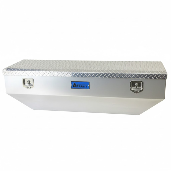 Merritt Chest Tool Box 19"H x 20"D x 62"L Tapered Front and Ends Gloss Aluminum Smooth Aluminum Box Diamond Plate Lid Model 710415-122