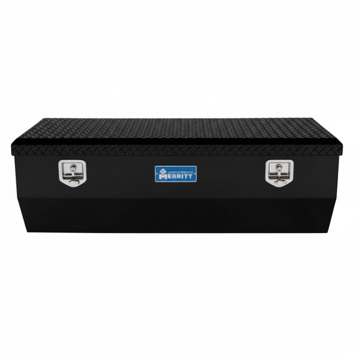Merritt Chest Tool Box 19"H x 20"D x 55"L Tapered Front Gloss Black Smooth Aluminum Box Diamond Plate Lid Model  710417-123