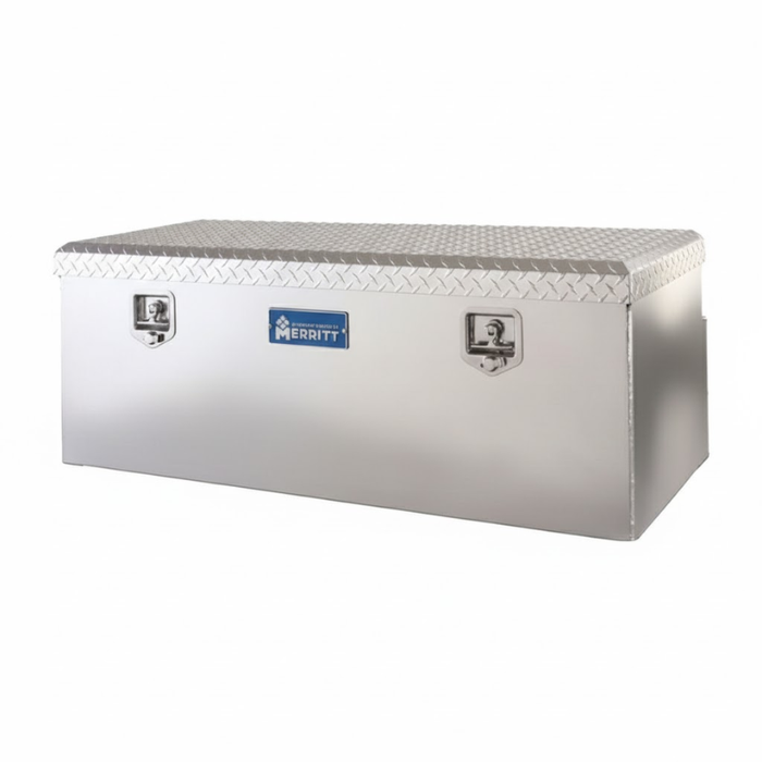 Merritt Chest Tool Box 19"H x 20"D x 51"L Gloss Aluminum Smooth Aluminum Box Diamond Plate Lid Full Size Trucks Model 710414-122