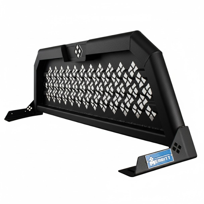 Merritt Textured Black Aluminum Headache Rack Punched Panel Cab High Select Ford F-150 GMC Chevy HD Model 720205-236