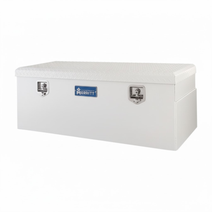 Merritt Chest Tool Box 19"H x 20"D x 51"L White Smooth Aluminum Box Diamond Plate Lid Full Size Trucks Model 710414-125