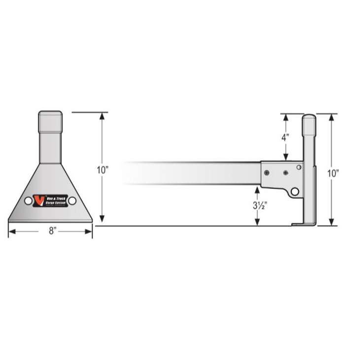 Vantech 2-Bar Black Steel 42"- 46" (W) Ladder Rack System Universal Midsize Van Model H2095B