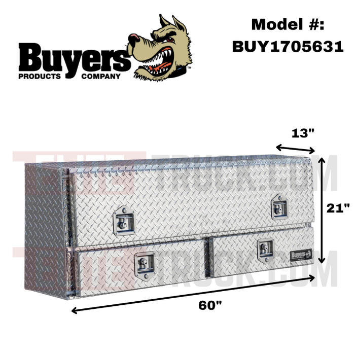 Buyers Products Pickup Contractor Top Mount Truck Box With Drawers 60" Bright Aluminum 1705631