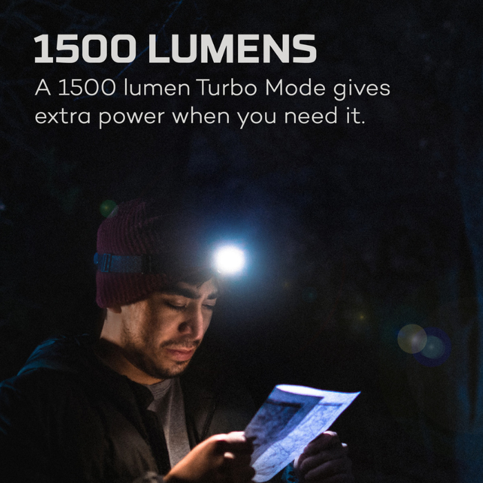 NEBO Einstein Rechargeable 1500 Lumen Headlamp featuring Flex Fuel Model NEB-HLP-0008