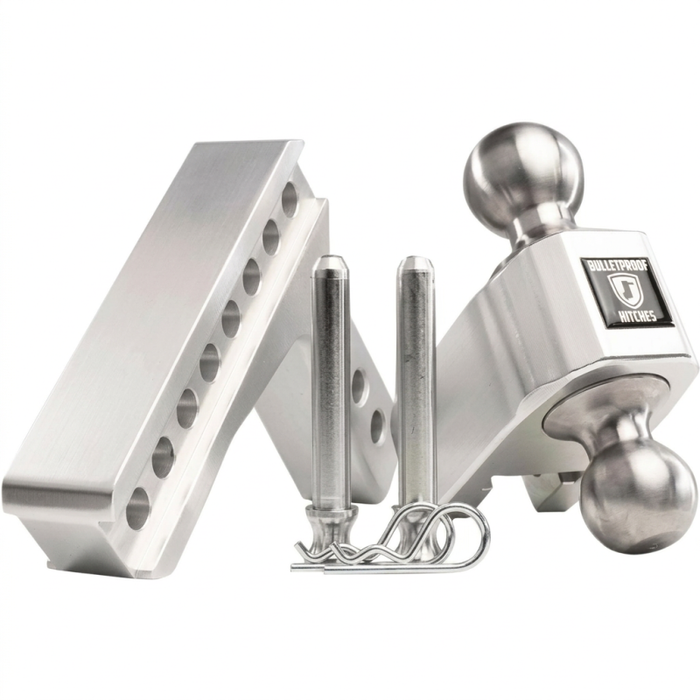 BulletProof Hitches BulletProof 2.0" Aluminum Medium Duty 4" Drop/Rise Hitch - Stainless Model AL204S