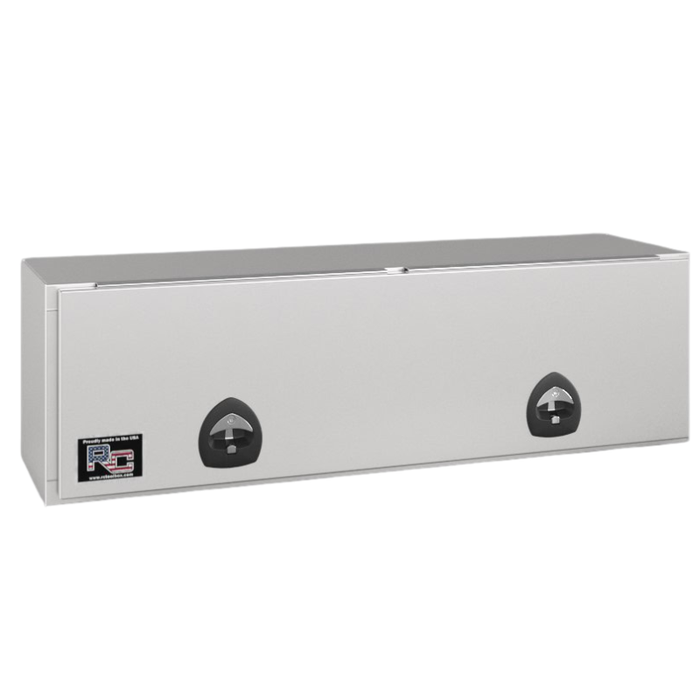 RC Industries Top Mount Box P-Series 60x24x24 .125 Diamond Bright Aluminum With Front Lift Up Door Gloss White Model PU602424.UD