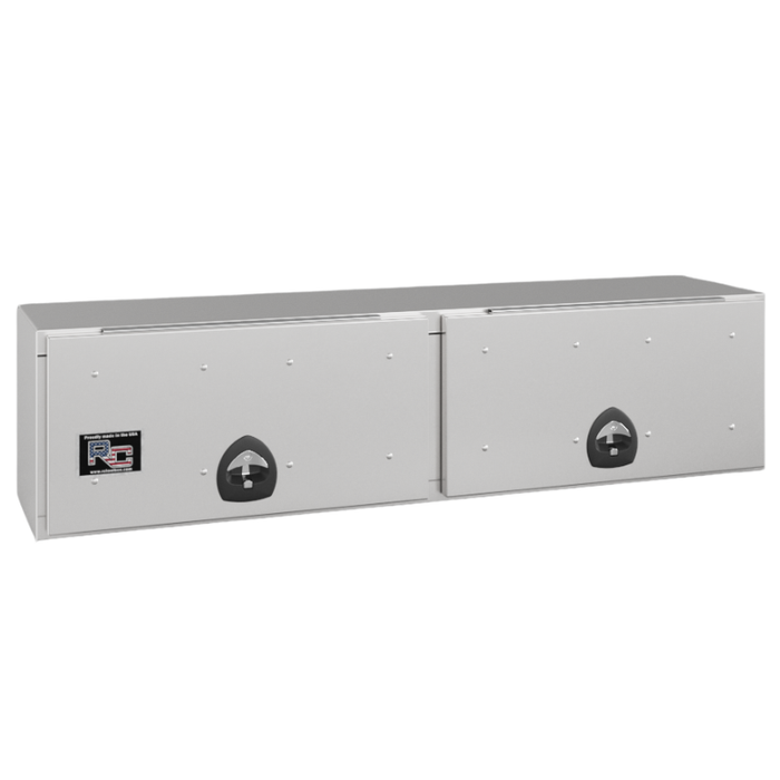 RC Industries Top Mount Box P-Series 96x18x16 .125 Diamond Bright Aluminum With Front Lift Up Door Gloss White Model PU721816.UD