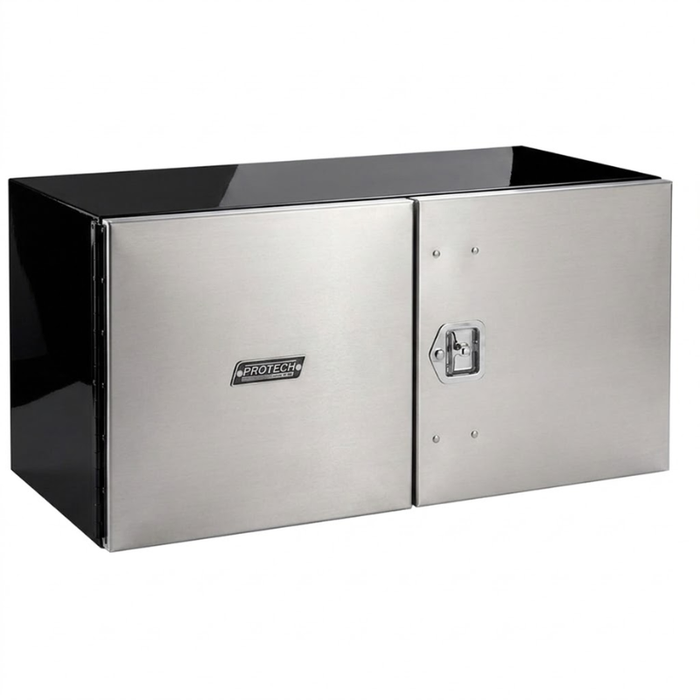 ProTech Underbody/Top Mount Box 18X18X48 Stainless Steel w/ Double Barn Door Style R/H Gloss Black Model 22-2238SSR-GB