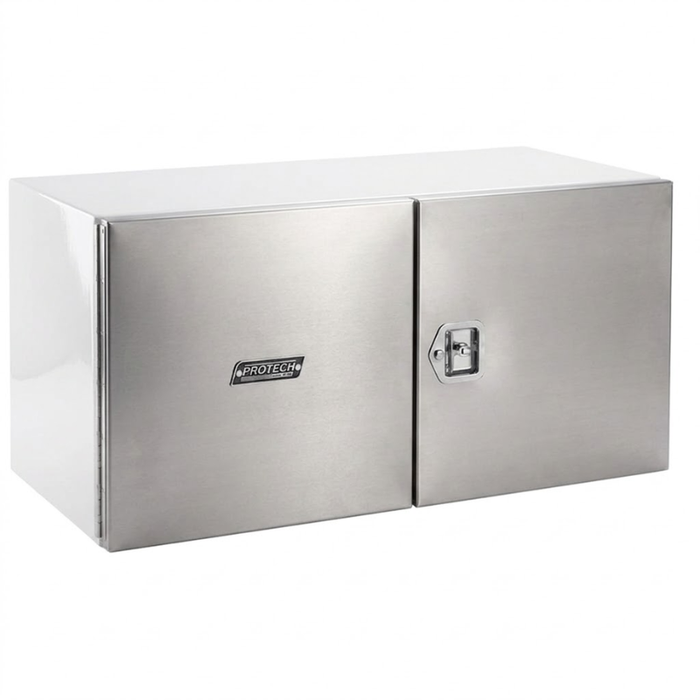 ProTech Underbody/Top Mount Box 18X18X48 Stainless Steel Double Barn Door Style R/H White Model 22-2238SSR-GW