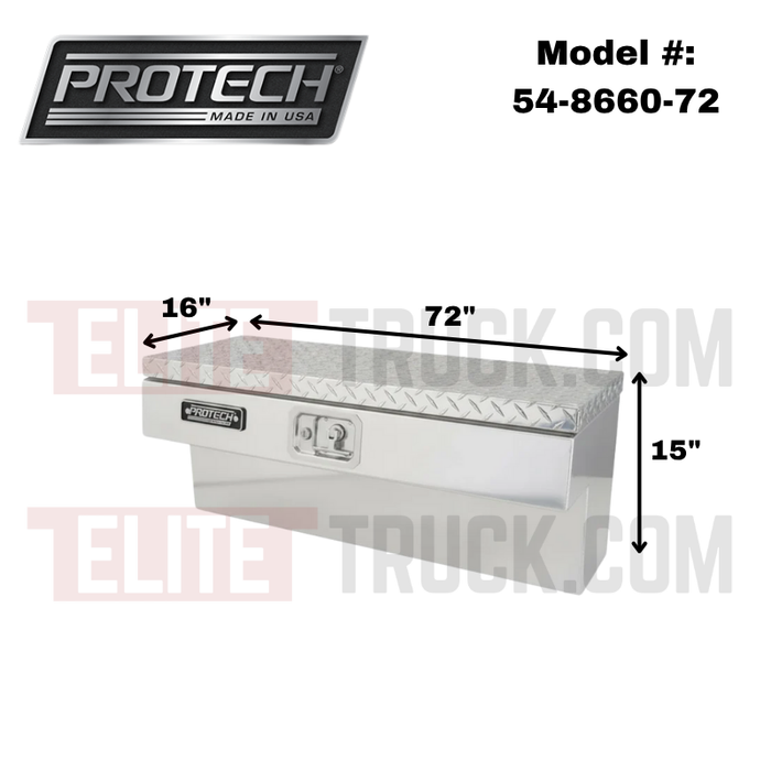 ProTech Side Mount Box - 16W X 72L Diamond Plate Lid Bright Aluminum Model 54-8660-72