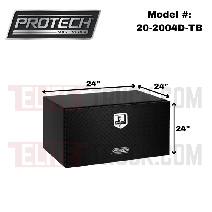 ProTech Underbody Box - 24X24X24 Diamond Plate Drop Door Style, Matte Black Model 20-2004D-TB