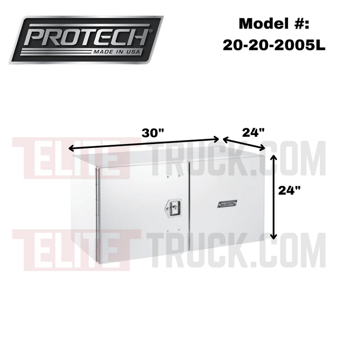 ProTech Underbody Box - 24X24X30 Driver Side Smooth Barn Door Style Latch Bright Aluminum Model 20-2005L