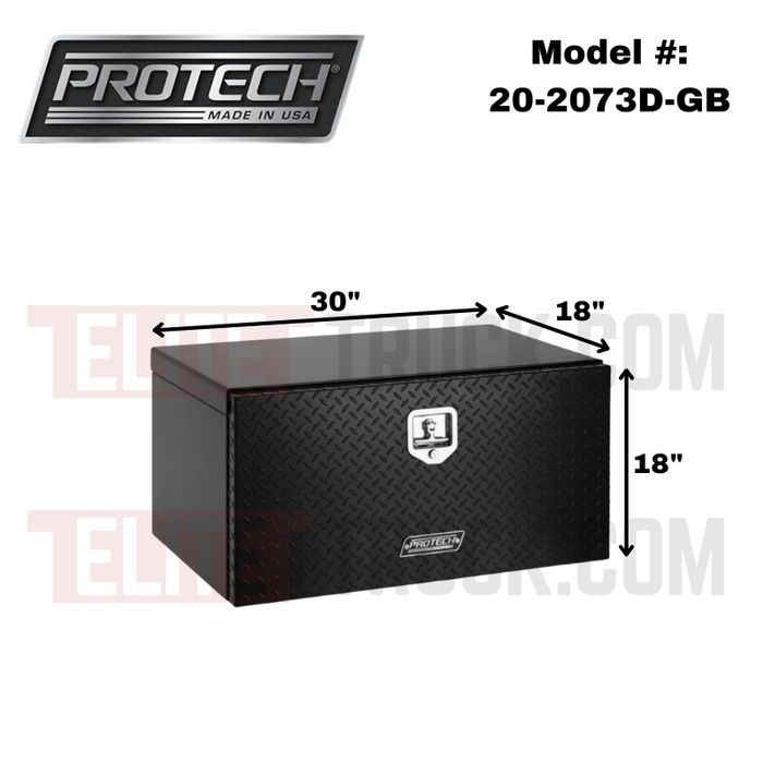 ProTech Underbody/Top Mount Box 18X18X30 Diamond Plate Drop Door Style - Gloss Black Model 20-2073D-GB