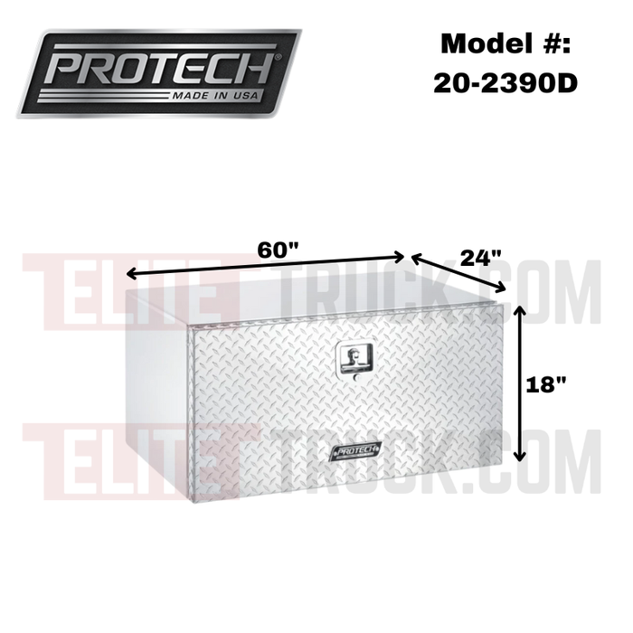 ProTech Underbody Box - 18X24X60 Diamond Plate Drop Door Style Bright Aluminum Model 20-2390D