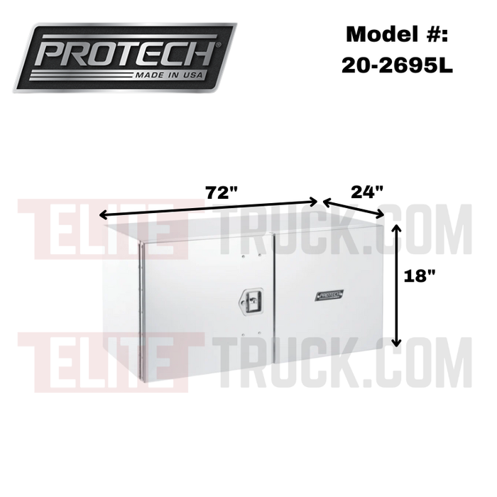 ProTech Underbody Box - 18X24X72 Driver Side Double Smooth Barn Door Style Bright Aluminum Model 20-2695L
