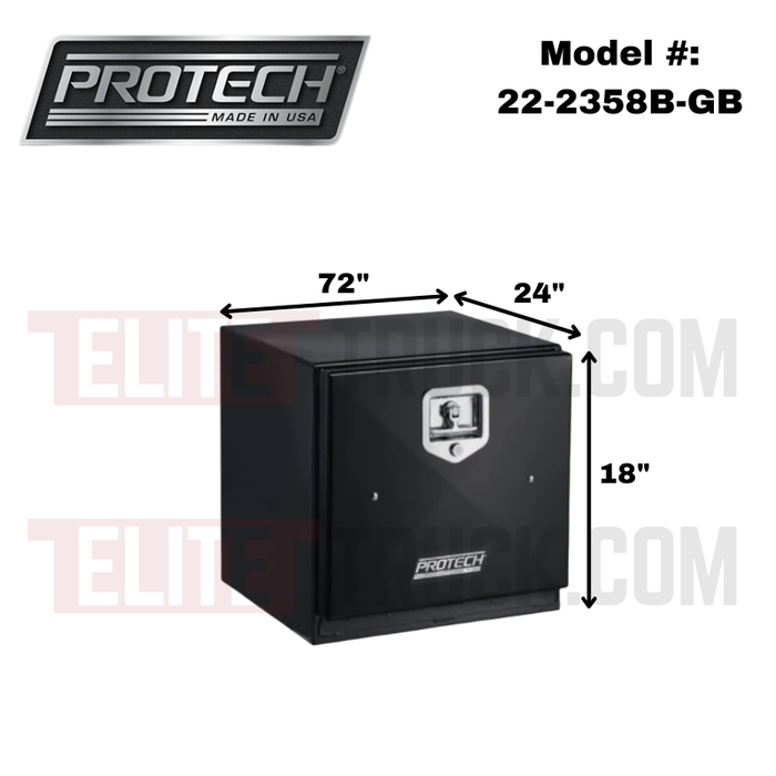 ProTech Underbody/Top Mount Box 18X24X72 w/ Single Barn Door Style Gloss Black Steel Model 22-2358B-GB