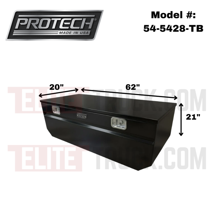 Protech Chest Tool Box - 21X20X62, 20+ Chevy HD 5.5'Bed, Notched, Smooth Lid- Textured Black Model 54-5428-TB