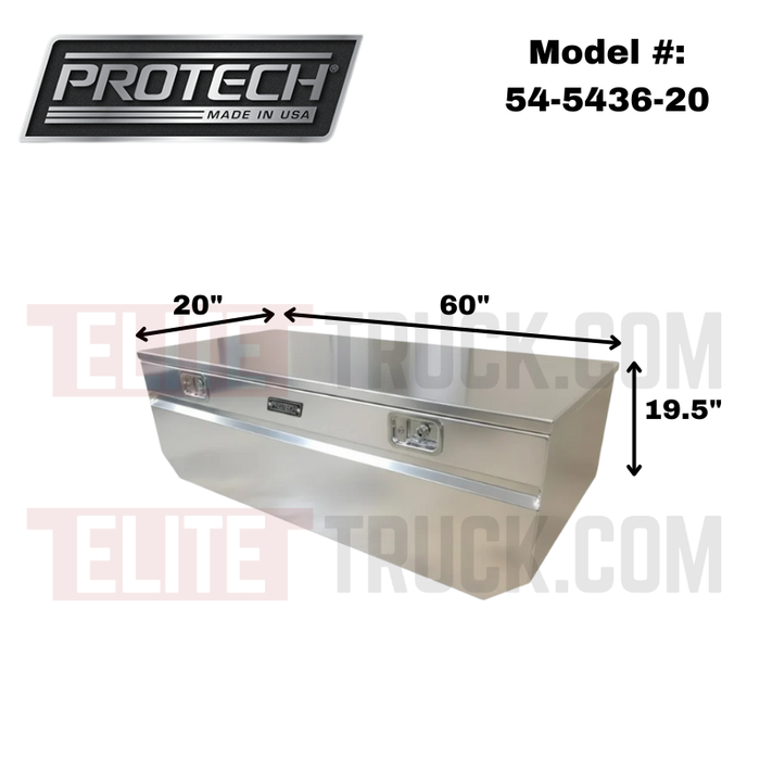 Protech Chest Tool Box - 19.5X20X60, 19+ Ram 5.5'Bed, Notched, Smooth Lid Bright Aluminum Model 54-5436-20