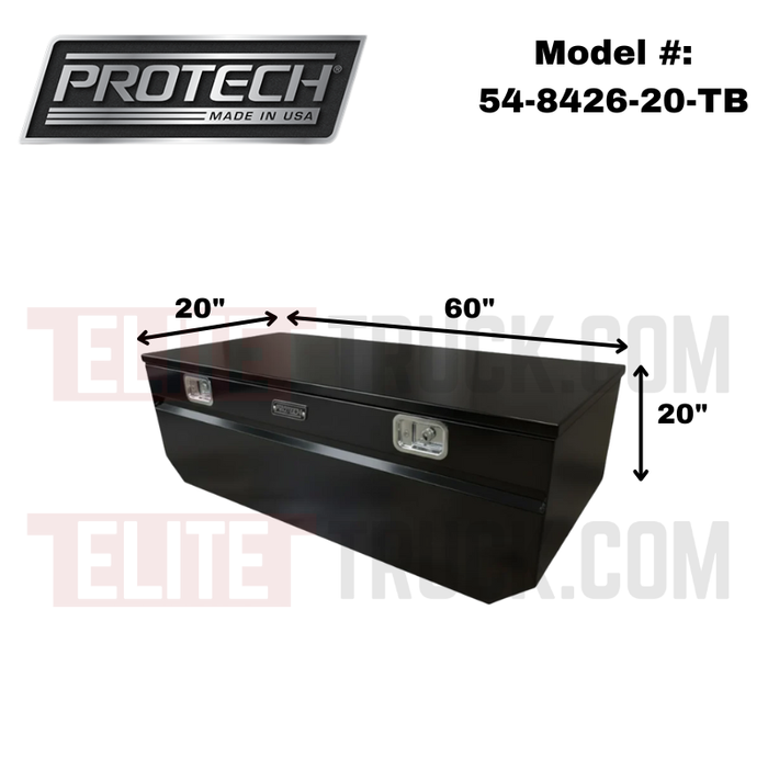 Protech Chest Tool Box - 20X20X60, Notched, Smooth Lid- Textured Black Includes Tray Model 54-8426-20-TB
